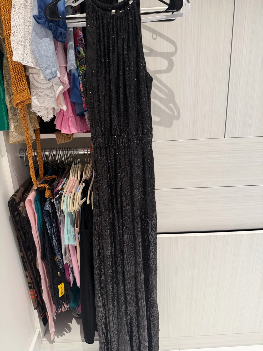 Max Studio Black Halter Maxi Dress with Sequin Detailing